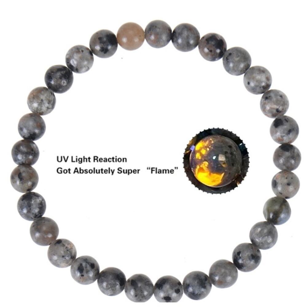 6mm Flame Stone Bracelet Natural Flame Stone Beaded Bracelet*UV activated*Unisex